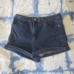 Stretch Denim Dark High Waist Jean Shorts